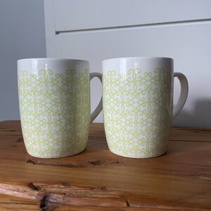 Starbucks Set of Two Coffee Tea Mugs White Lime Green 11 fl.oz.